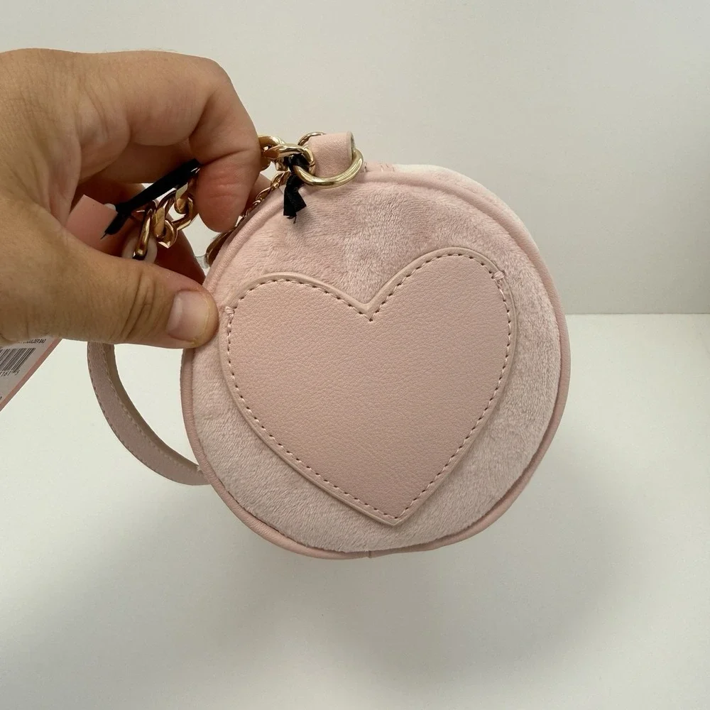 Juicy Couture Pink Embroidered Satchel Top Handle Zip Bag w/Charms, Strap